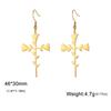 My Shape Rose Cross Drop Earrings for Women Stainless Steel Rose Flower Cross Dangle Earrings Christian Jewelry Wedding Party
