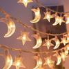 1pc 10/20/40 LED Star and Crescent String Lights Battery Powered Ideal For Ramadan Mubarak Celebrations and Wedding Party Decor