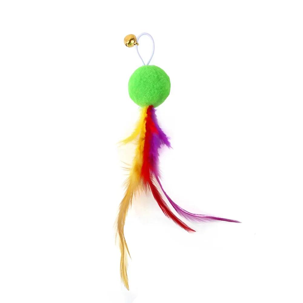 Cat Feather Toy Accessories False Birds Worm Toy with Bell Kitten Cat Toys Interactive Replacement Refill Foam Ball Training