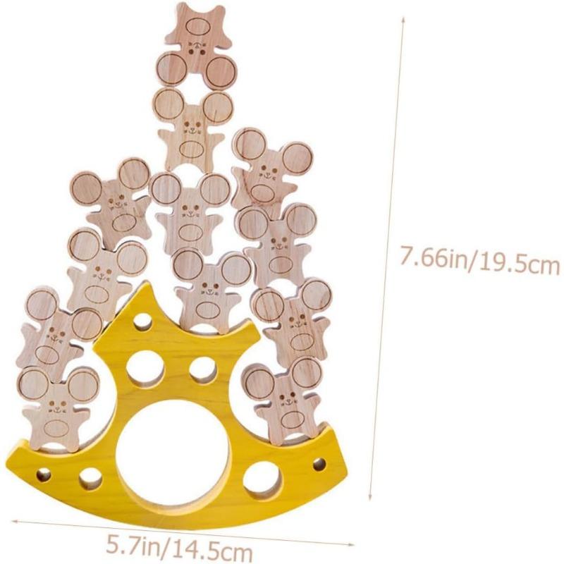 Boys and Girls-Friendly Blocks Wooden Building Blocks Cheese Mice Improve Patience Imagination Safe Material