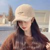 Winter Lamb Fleece Women Baseball Cap Solid Color Letter Embroidery Warm Sun Hat Outdoor Warm Ladies Girls Duck Tongue Caps