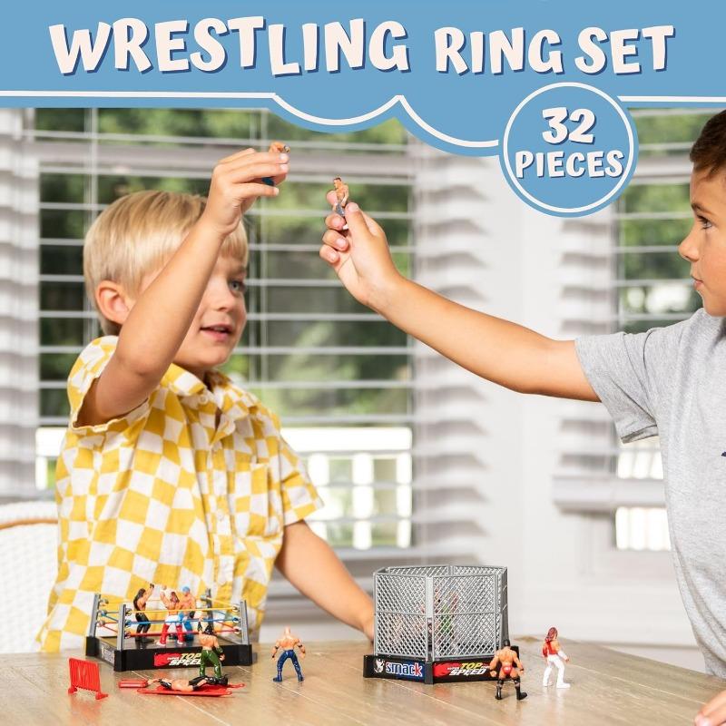 32PCS Wrestling Action Figures for Boys 8-12 Playset, Safe and Durable Toys, Comes with Wrestling Ring, Realistic Action Figures