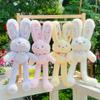 Plush Fluffy Rabbit Pendant Keychain With Flower Design For Accessories Backpack