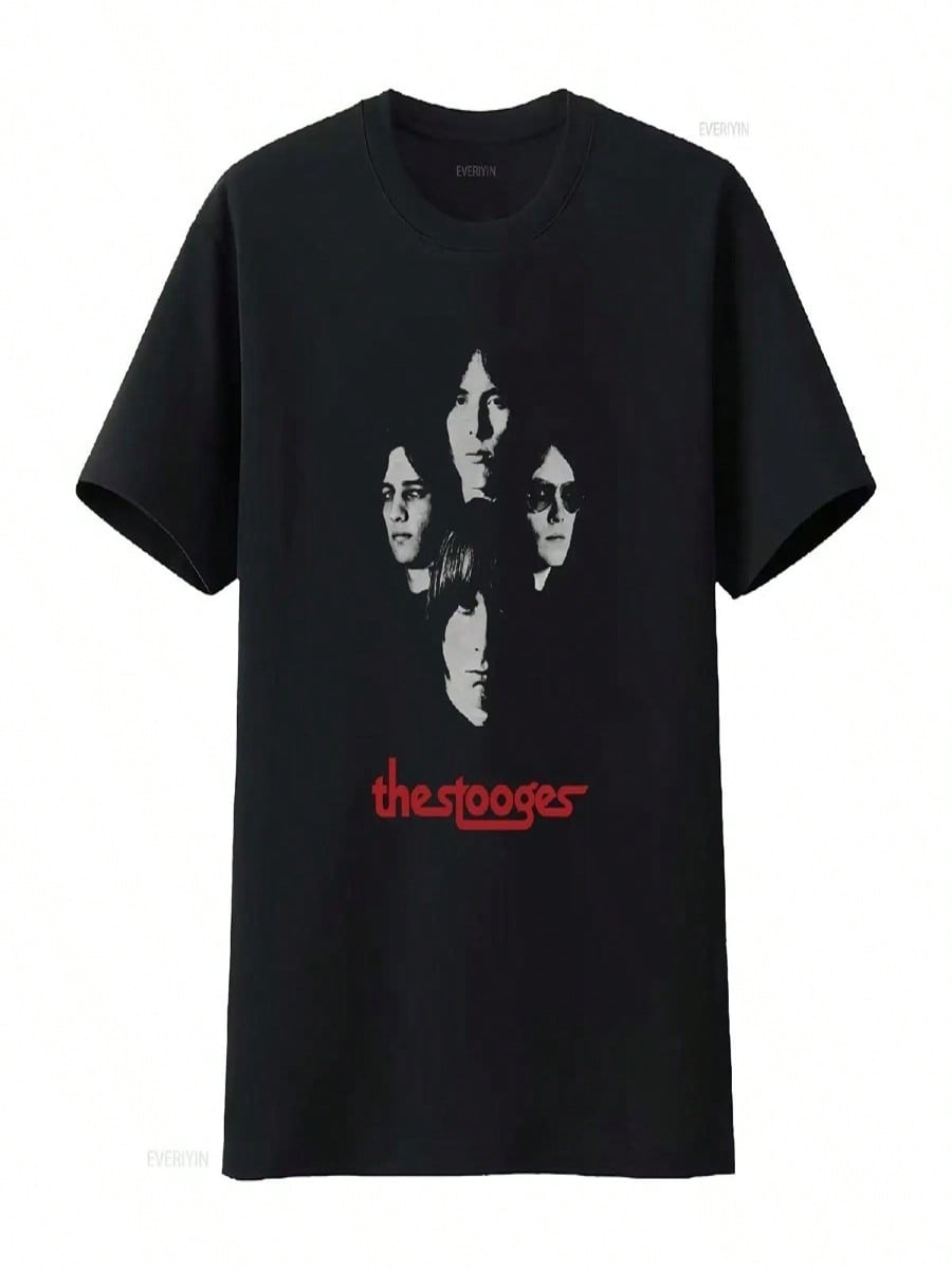 Iggy The Stooges T Shirt Group Shot Vintage Washed Casual Soft Top For Everyday Wear Streetwear Graphic Slightly Fashion Homme S разноцветный