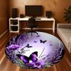 1PC Butterfly Lavender Office Round Area Rug, Under Office Chairs Bedroom Living Room Home Decor, Carpet for Office -1110002