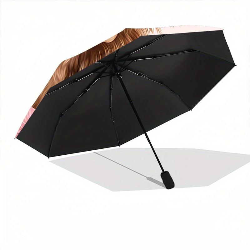 1pc Big Cow and Small Cow Pattern Automatic Umbrella is Fashionable and Good-Looking, a Portable 3-Fold Umbrella, Suitable for Travel and Da