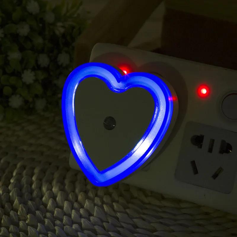 LED Night Lights Wireless Light Control Sensor Mini Heart-shaped EU US Plug Night Light Living Room Bedroom Bedside Lamp