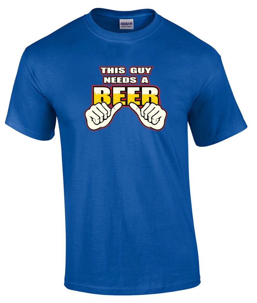 Funny This Guy Needs A Beer Cartoon Hands Drinking Party Humor Novelty T-Shirt L
