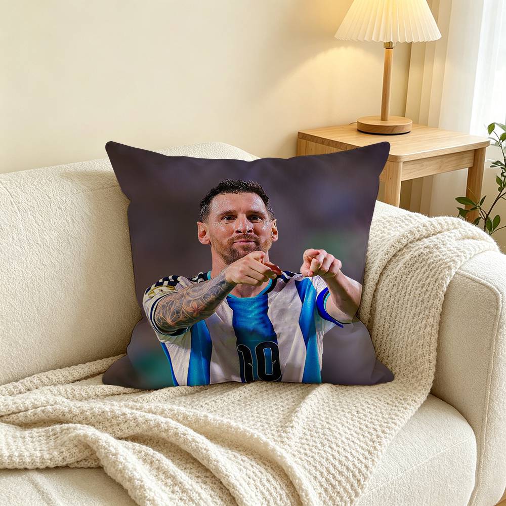 football legend Messi Square Double-Sided printed Pillow Case Bedroom Bedside Pillow Sofa Cushion Cover