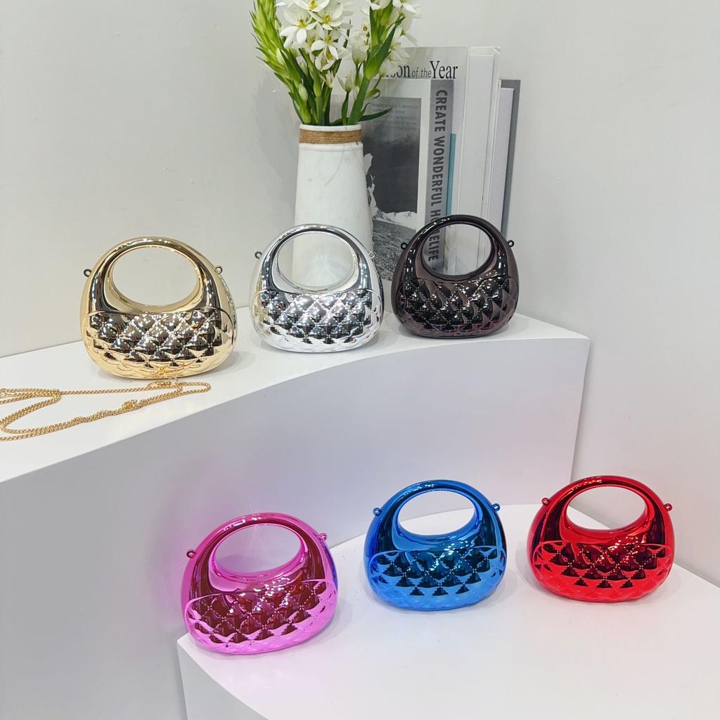 Mini Golden Evening Bag Purses and Handbags Luxury Designer Shoulder Bags Funny Shape Party Wedding Acrylic Woven Clutch Purse