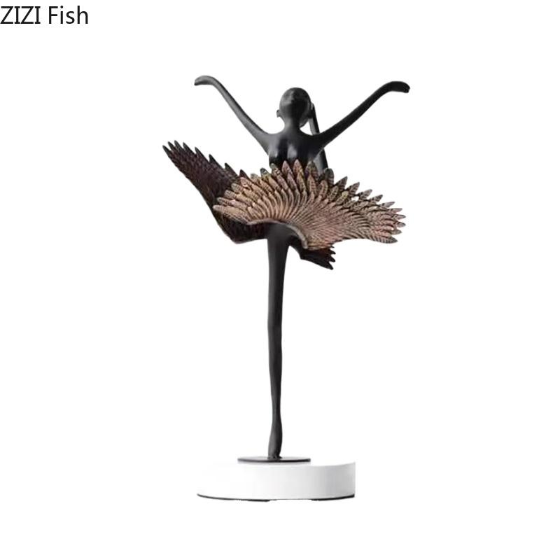 Ballet Angel Figures Sculpture Desk Decoration Ornaments Flying Dancer Abstract Character Metal Statue Room Aesthetic Decor