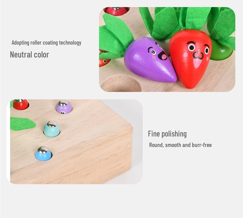 Magnetic Wooden Fishing & Carrot Game - Early Education Puzzle for Hand-Eye Coordination