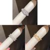 14k Gold Plated Zircon Pearl Open Ring With Modern Geometric Shape For Elegant Women