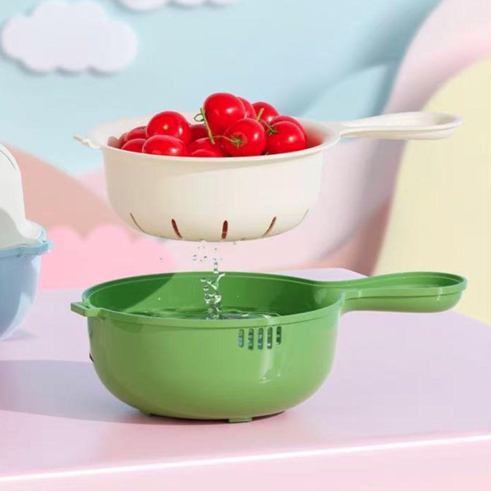 Space-saving Berry Cleaning Bowl Double-layer Strainer Ladle Fashion Drainage Basket Grape