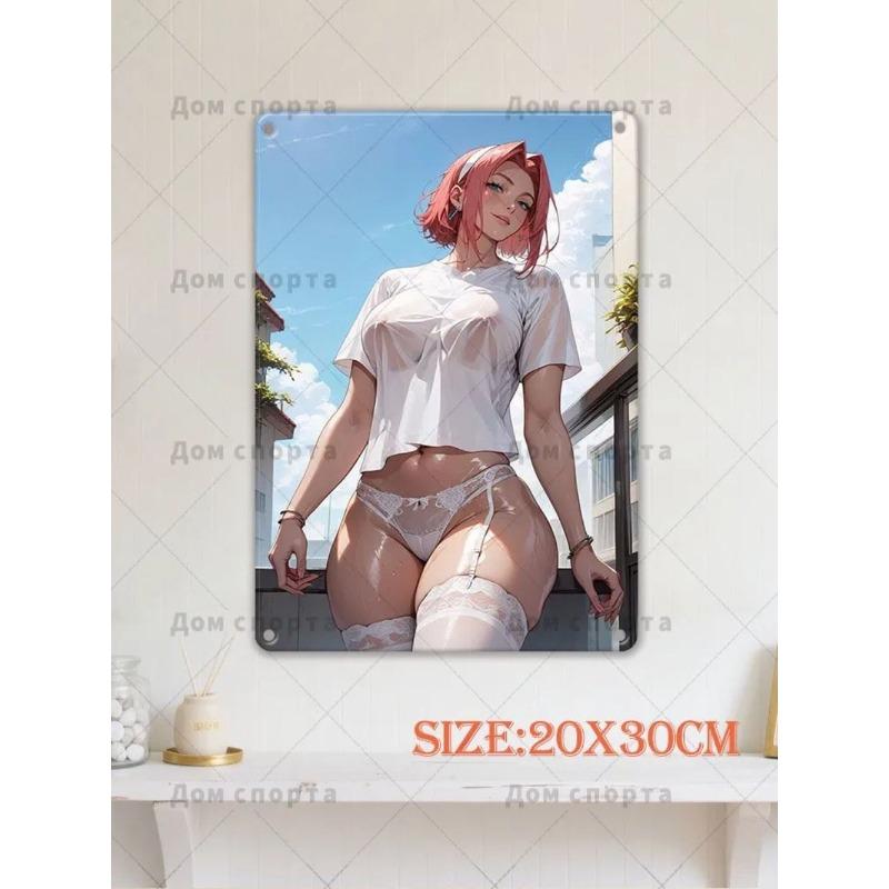 Anime Girl Metal Wall Art, Door Wall Decor 30x20cm
