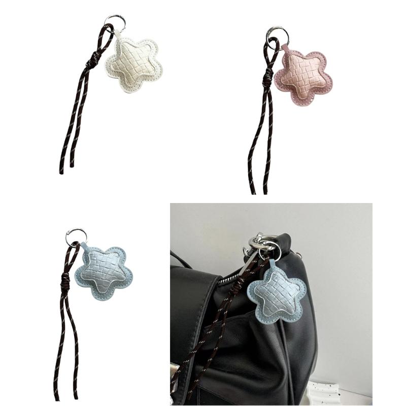 Handmade Star Keychain Charm Soft PU Leather Decorative Accessory Jewelry Gift for Students and Trendy Youth