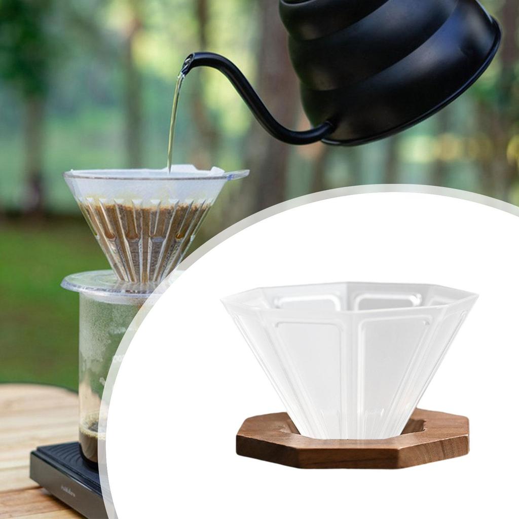 Drip Coffee Maker Dripper Coffee Cup with Walnut Wood Holder Coffee Cup Coffee Filter Cup