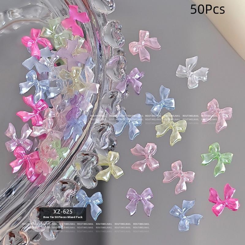 Bow Mix Nail Charms 3D Ice Translucent Multicolour Nail Decorations Accessories Nail Art Enthusiasts
