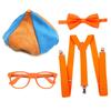 English Engineer Cosplay Costume For Kids Orange Straps Glasses Bow Tie Kit Set Party Dress Up Educational Accessories