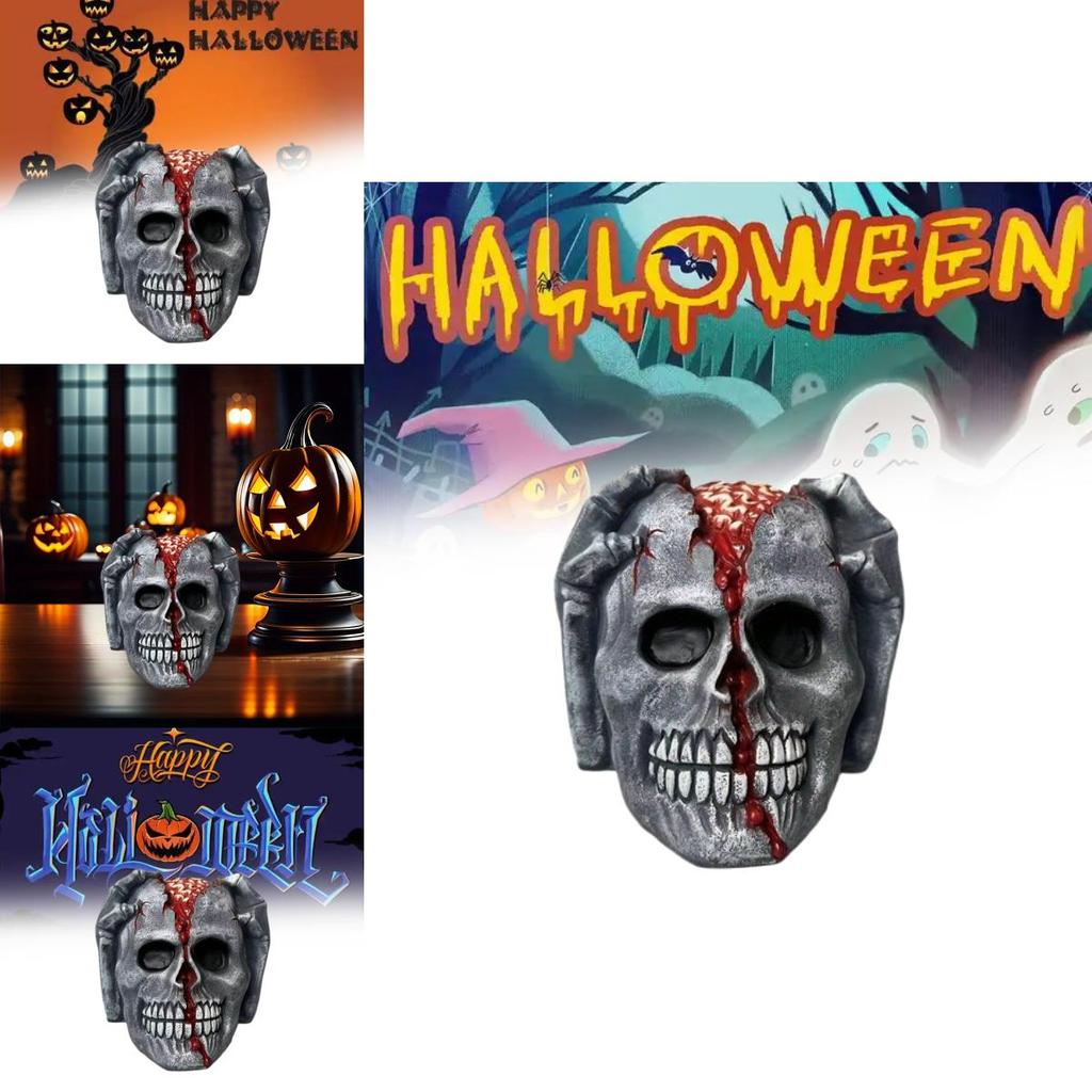Halloween Skull Decor Figurine With Latex Material For Festive Atmosphere