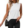 Summer Women Vest Loose Fit Sleeveless Round Neck Tank Tops Solid Color Line Details Breathable Vest