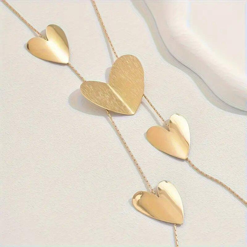 Versatile Ladies Long Necklace Trendy Temperament Jewelry Heart Geometric Chain Necklace