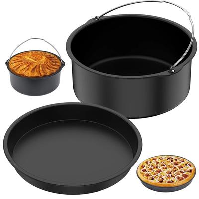 Molde Redondo para Pastel de 6/7/8 Pulgadas Antiadherente Bandeja para Hornear Moldes Cesta para Freidora de Aire con Asas Utensilios de Cocina Horno de Pizza Moldes para Hornear