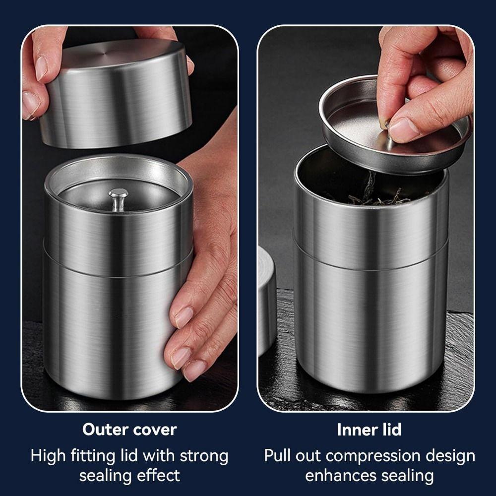 Airtight Seal Stainless Steel Tea Canister Stainless Steel Food Sealed Containers  Loose Tea