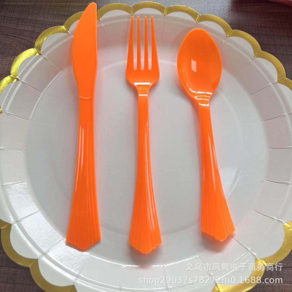 Fluorescent Green Green Pink Dovetail Knife And Fork Spoon Family Banquet Supplies Colored Tableware Western Food Fruit Knife And Fork