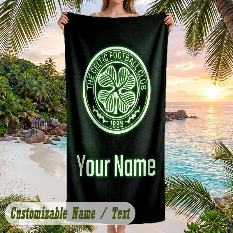 Beach Towel Celtic FC Print Custom Name Text Soft Towel for Swimming Pool
