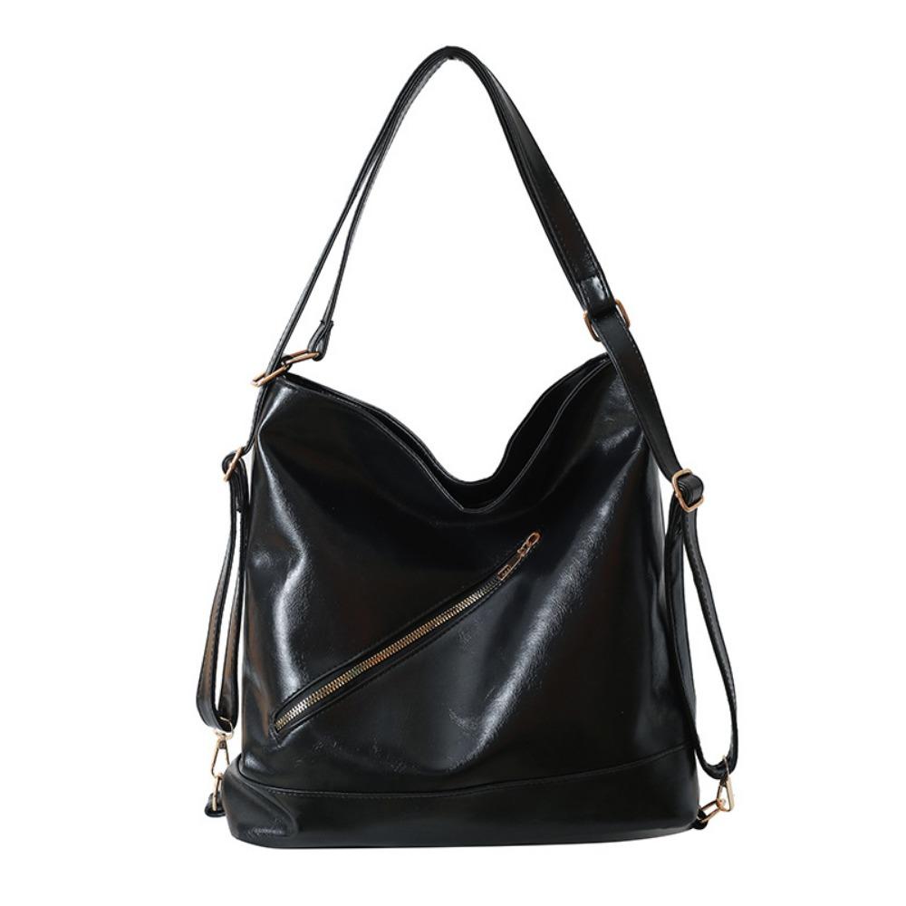 

PU Leather Student Tote Bag Retro Single-shoulder Bag Stylish Women s Shoulder Bag Spring Summer чёрный