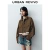 UR Women's Retro Color-block Faux Two-piece Jacket
