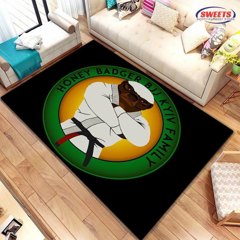 Jiu-Jitsu Warrior Japanese Bjj Gi &Black Belt Mma Carpet for Home Living Room Bedroom Sofa Doormat Floor Rug Anti-slip Decor Mat
