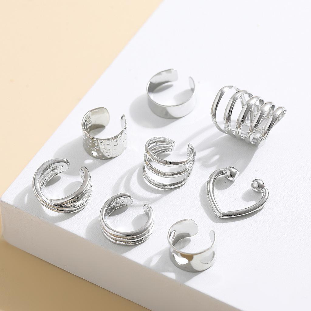 Popular Earrings C-type Pierless Ear Clips, Ear Bone Clips, Fashionable and Simple Personalized Ear Buckles 8-piece Set