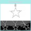 Trendy 36x33mm Silver Hollow Star Pendant Necklace In Alluring Alloy For Unisex Style