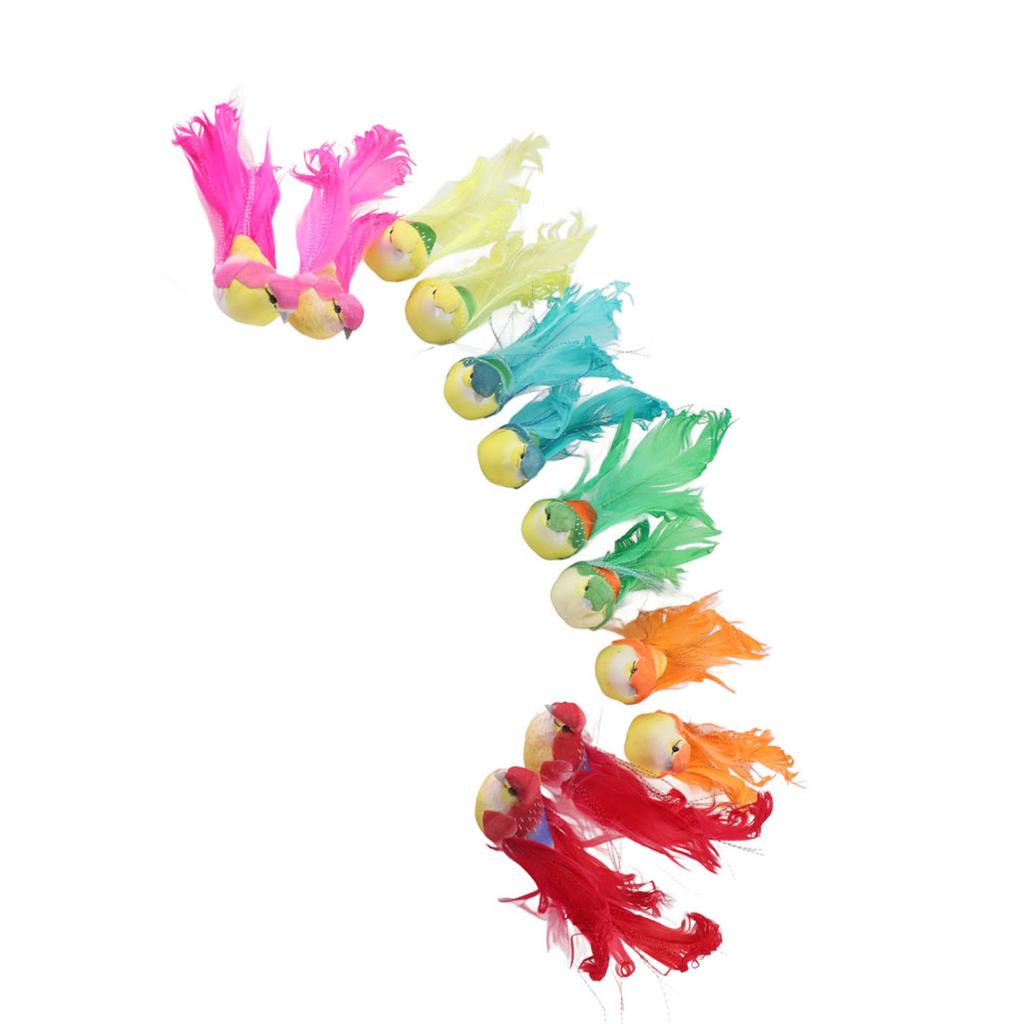 12Pcs Artificial Bird Decor Simulation Bird with Clip Decoration Ornament for Home Garden