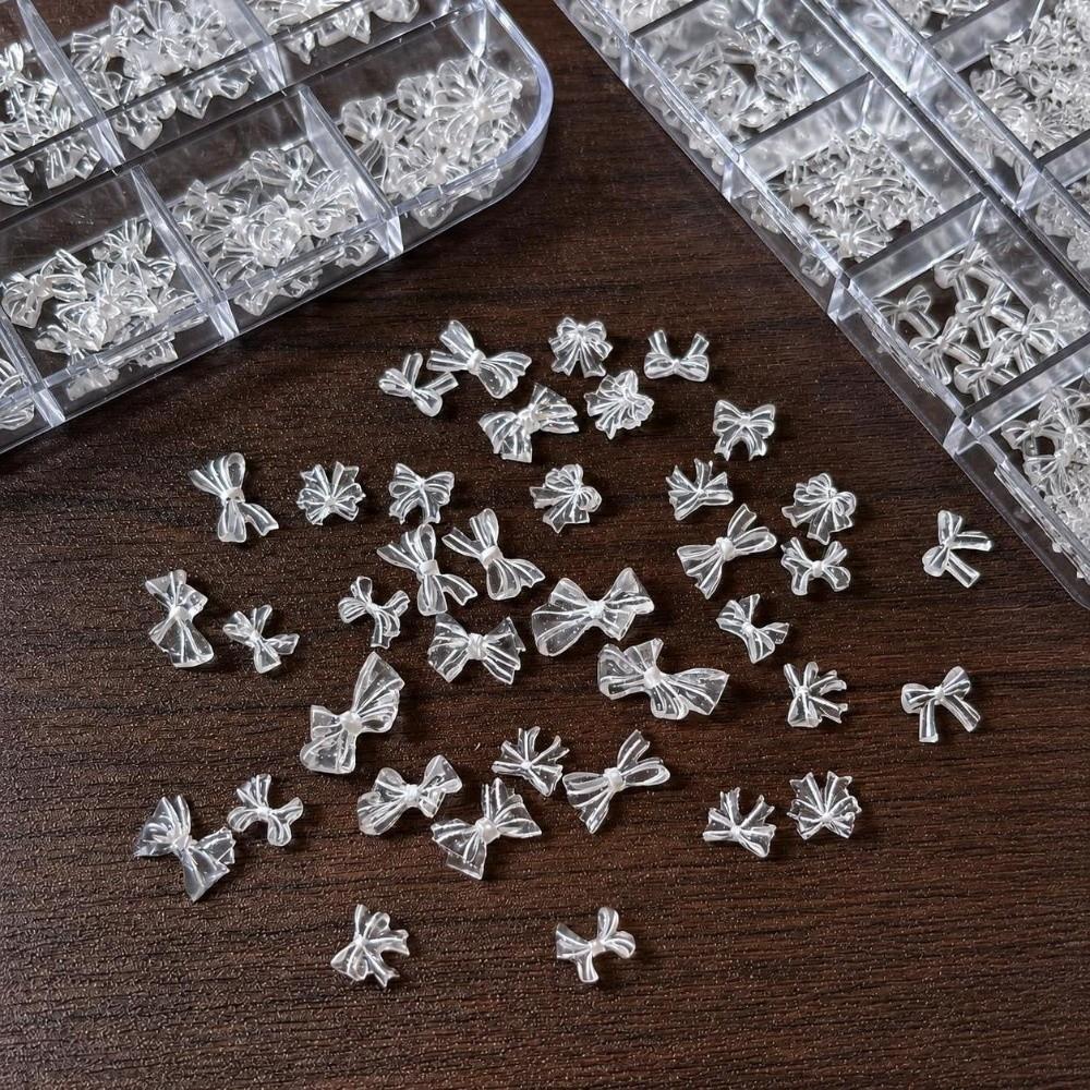 Transparent Nail Art Sequins Kit 3D Bowknot Nail Charms Decorations Nail Decoration