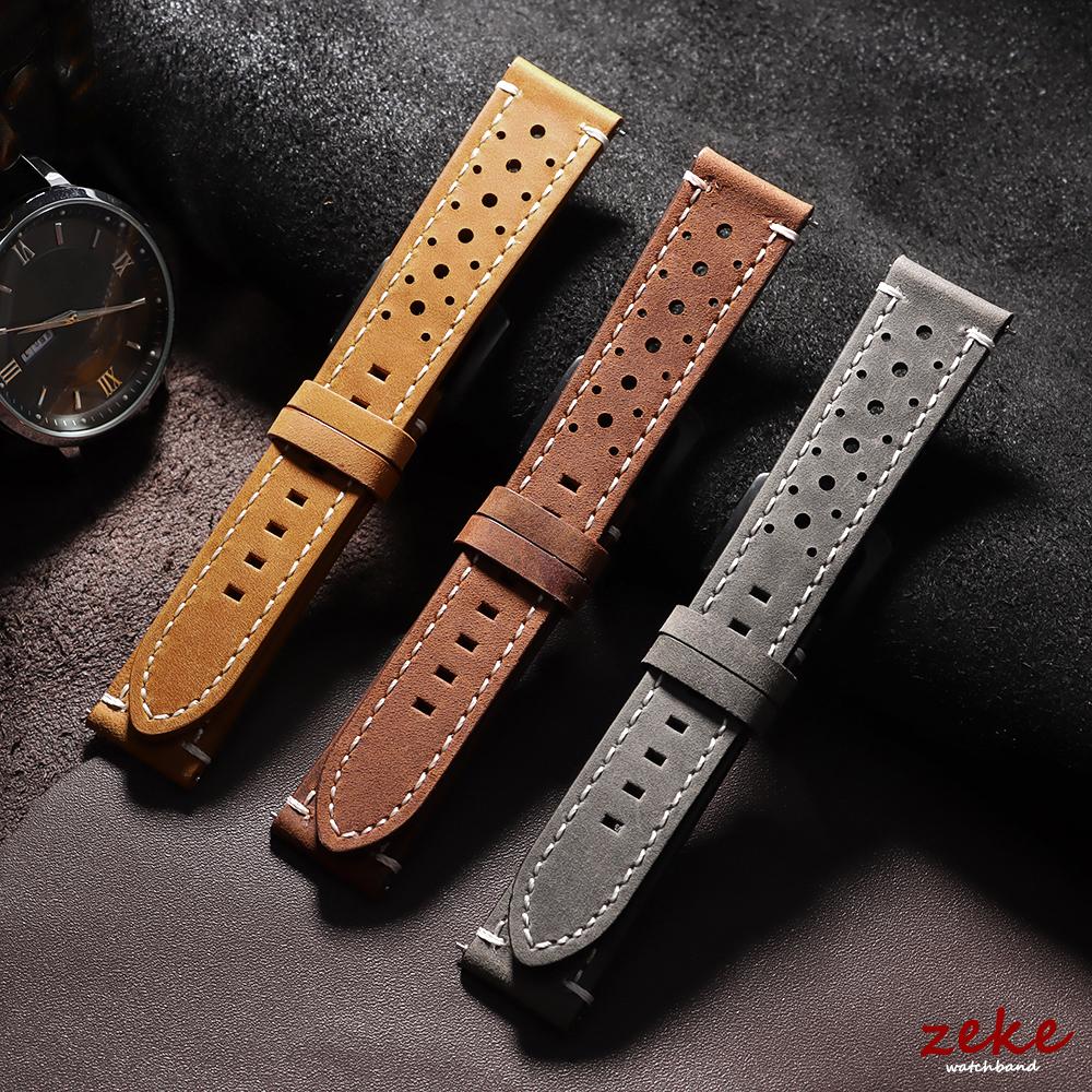 18mm 19mm 20mm 21mm 22mm 24mm Vintage Handmade Watch Strap Quick Release Leather Strap Black Brown Breathable Porous Watchbands