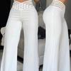 High Waist Einfarbig Weitbein Hose Sommer Chic Locker Hose Büro Damen Gerade Urlaub Damen Hose