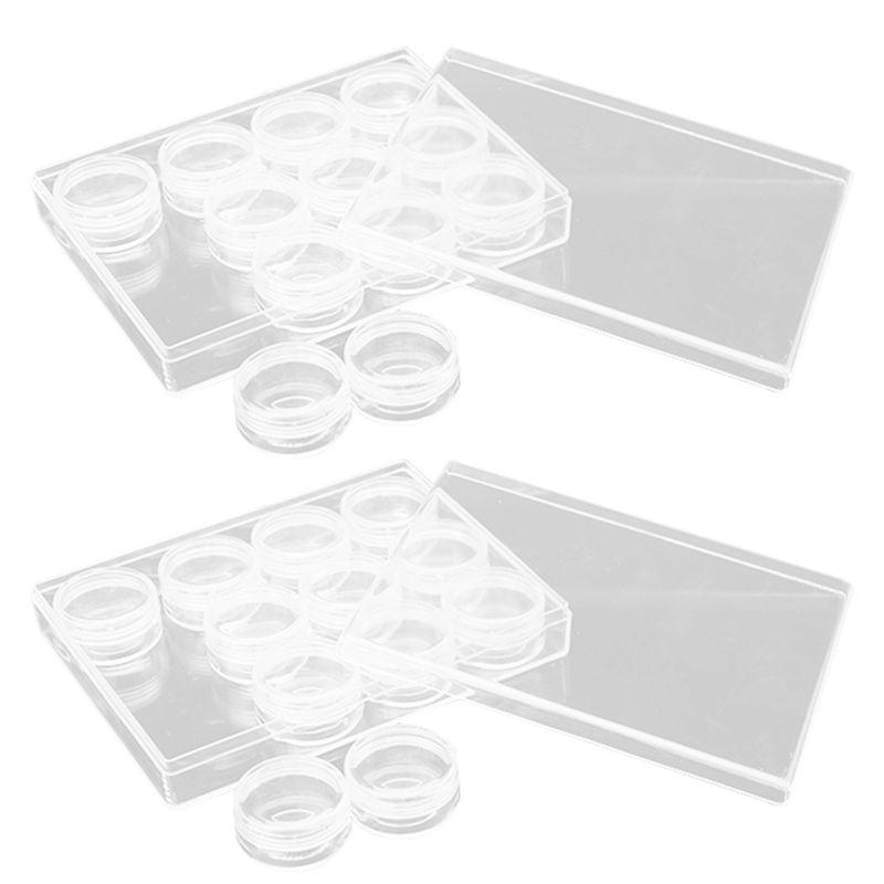 A20F-24Pcs Plastic Cosmetic Jar With 10G Clear Case With Snap Lids, Travel Storage Cosmetic Samples For Holds Lotions, Creams Du