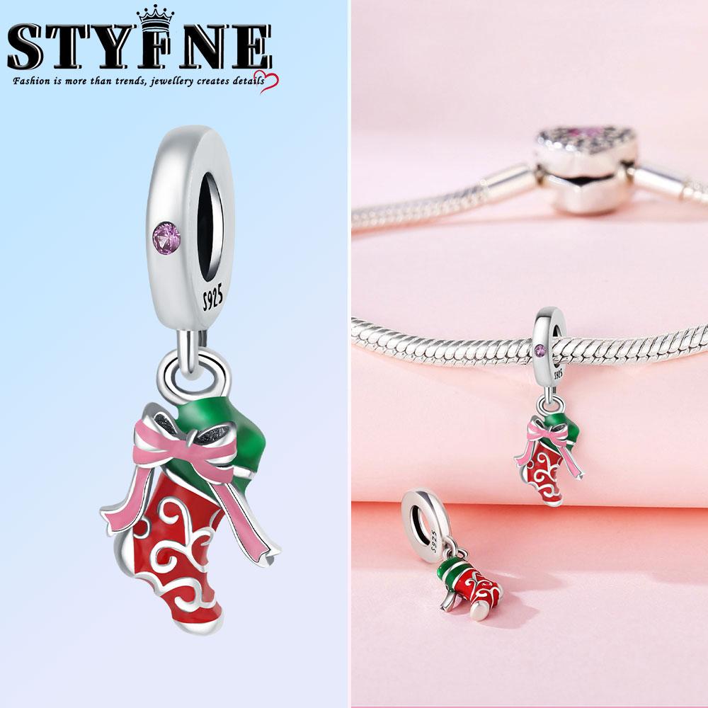 Copper Snowflake Christmas Tree Gift Box Charms Beads Brand Bracelet Exquisite Diy Jewelry Making Women'S Gift