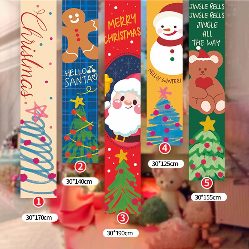 Christmas Hanging Flags Background Merry Christmas Santa Claus Snowman Hanging Banners Christmas New Year Atmosphere Decorations