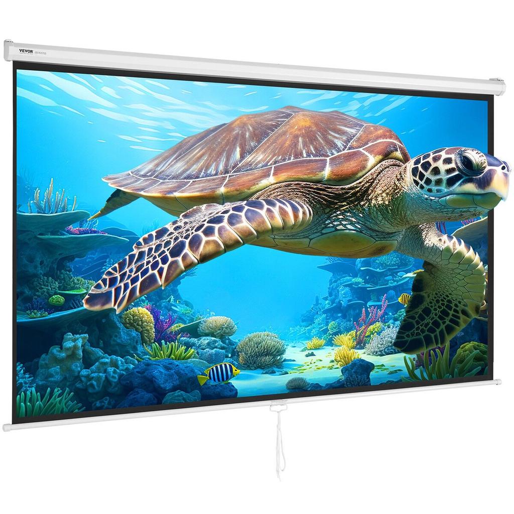 Manual Pull Down Projector Screen, 100 Inch 16:9 4K 1080 HD Retractable Projector Screen, Auto-Locking Portable Projection Screen, Portable Projector