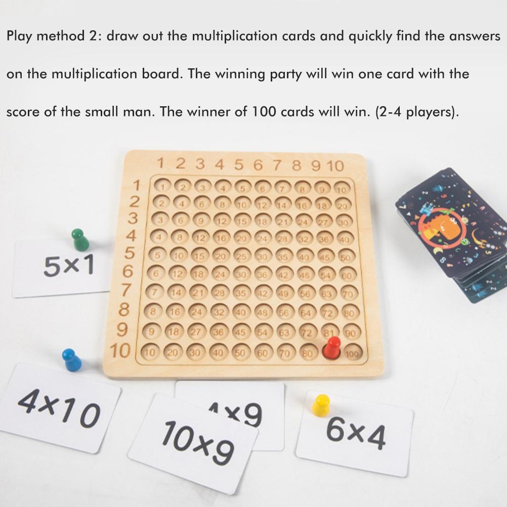Wooden Math Board Table Tray Maths Multiplication Board Educational Learning Counting Game for Kids