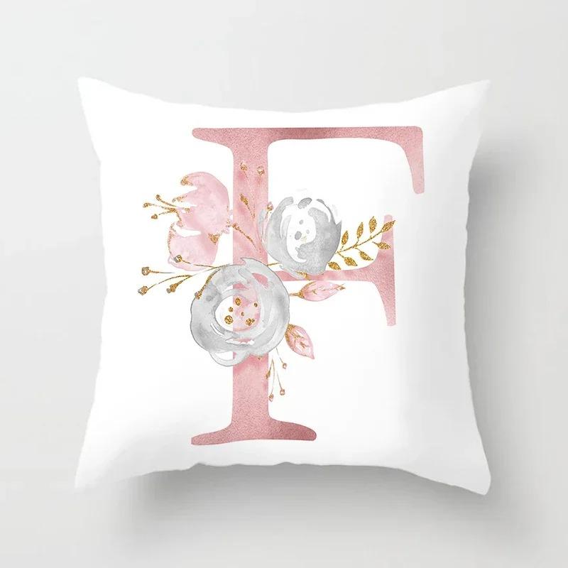 Sweet Pink Pillowcase Decoration 26 Letters Pillowcase Pillowcase Car Cushion Cover Home