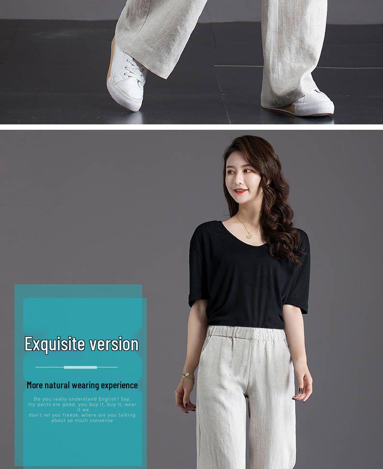 Pure Cotton High-Waisted Wide-Leg Pants for Women, Loose Drapey Fit, Perfect for Spring/Summer 2026.