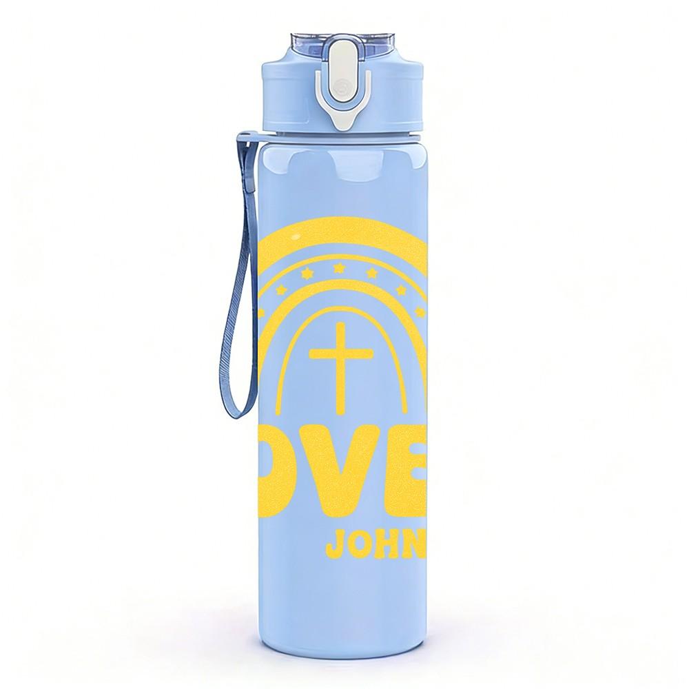 1PC Loved Cross Religious Quote Pattern 750ml Color Plastic Sports Water Bottle Leakproof Flip Straw Lid Suitable for Sports Office Home Use