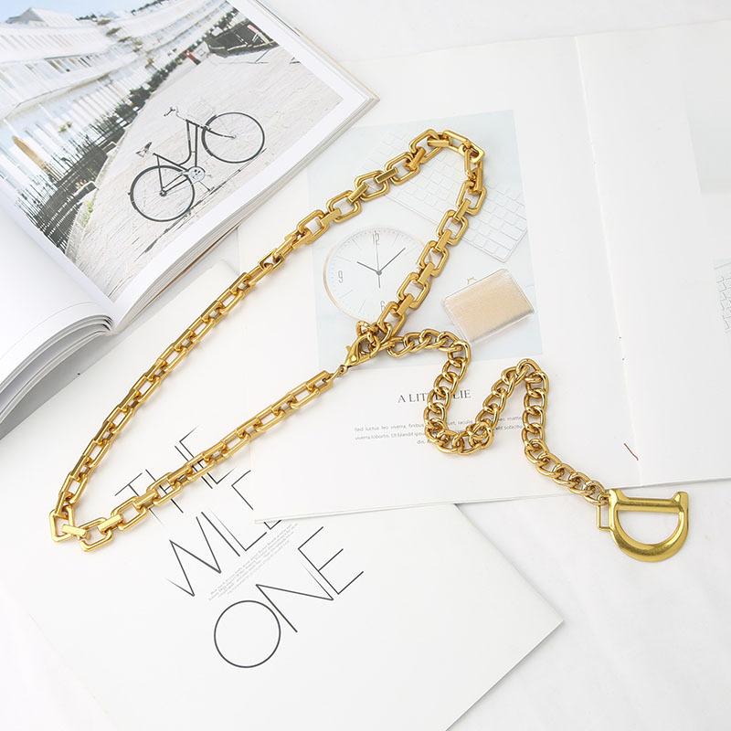 

Золотая поясная цепочка аксессуары женская цепочка с D-образным звеном украшение ремня для платья, костюма, металлическая цепочка для брюк, лето