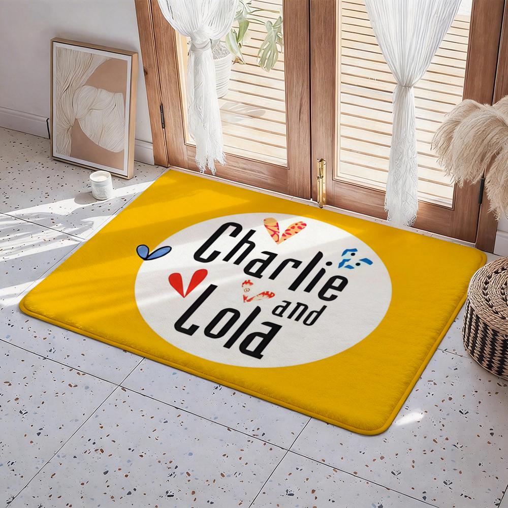 C Charlie and Lola anime Floor Mat Eco Flannel Doormat Non Slip Odorless Indoor Floor Rug Soft Short Plush Home Mat