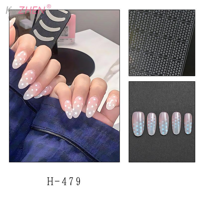 1 Sheet Nail Art Hollow Out Sticker Star Butterfly Love Adhesive Template Stamp Stickers Nail Art Decoration Charm Nail Decals